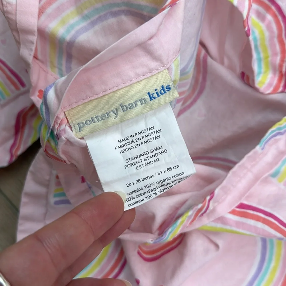 Pottery Barn Kids Rainbow Hearts Pink Duvet Set Full‎ Queen